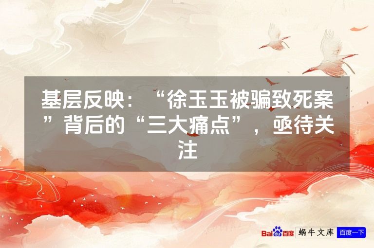 基层反映：“徐玉玉被骗致死案”背后的“三大痛点”，亟待关注