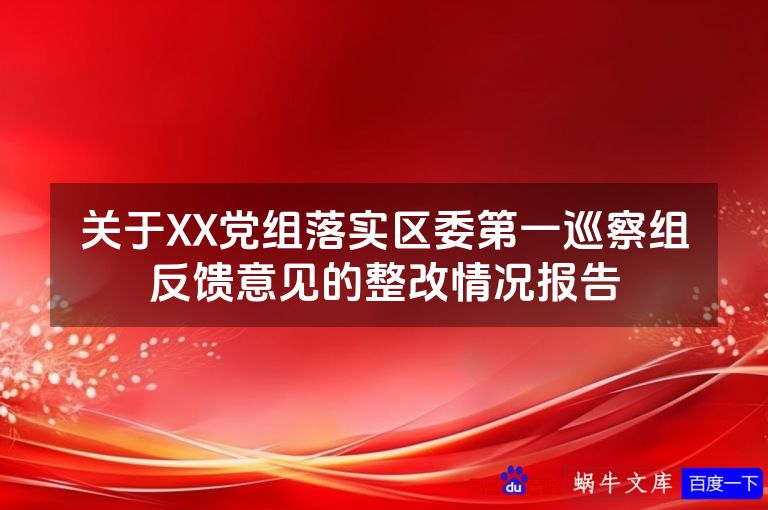 关于XX党组落实区委第一巡察组反馈意见的整改情况报告