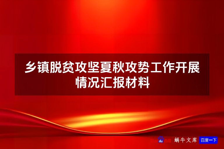 乡镇脱贫攻坚夏秋攻势工作开展情况汇报材料