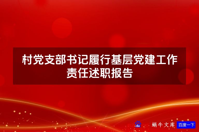 村党支部书记履行基层党建工作责任述职报告