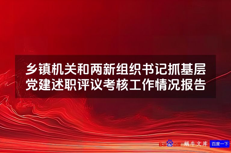 乡镇机关和两新组织书记抓基层党建述职评议考核工作情况报告