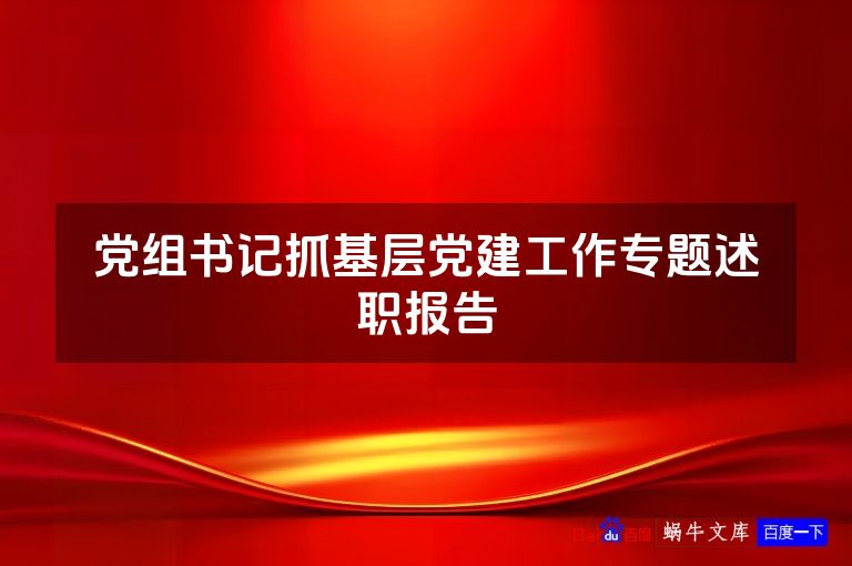 党组书记抓基层党建工作专题述职报告