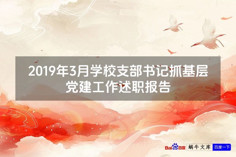 2019年3月学校支部书记抓基层党建工作述职报告