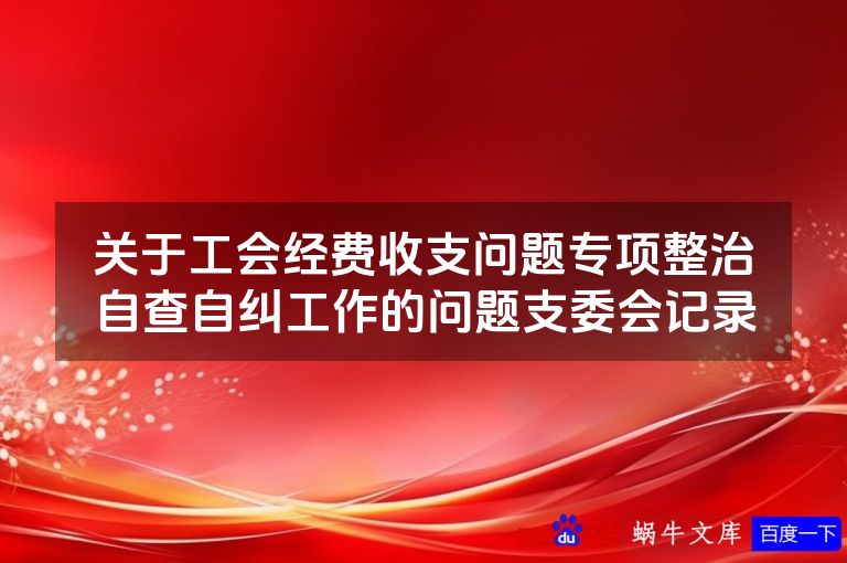 关于工会经费收支问题专项整治自查自纠工作的问题支委会记录