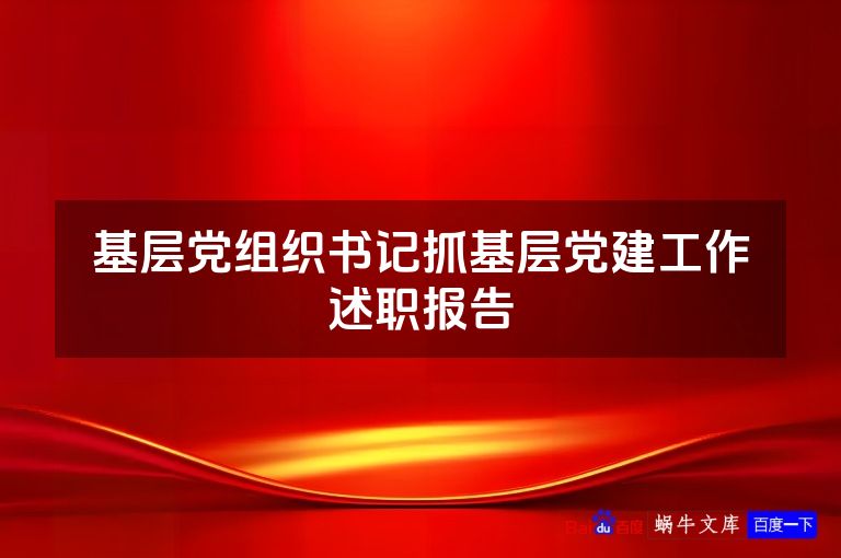 基层党组织书记抓基层党建工作述职报告