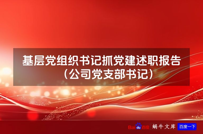 基层党组织书记抓党建述职报告（公司党支部书记）