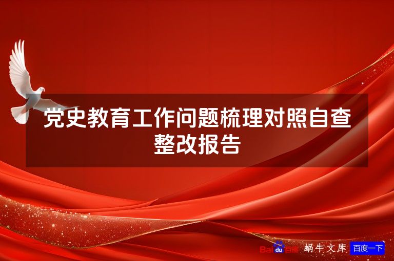 党史教育工作问题梳理对照自查整改报告