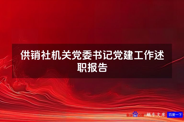 供销社机关党委书记党建工作述职报告