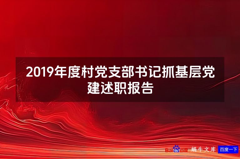 2019年度村党支部书记抓基层党建述职报告