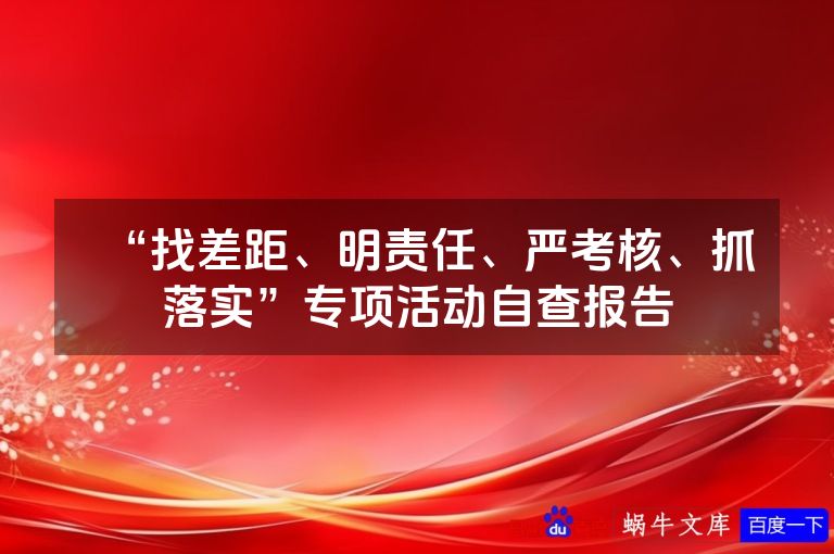 “找差距、明责任、严考核、抓落实”专项活动自查报告