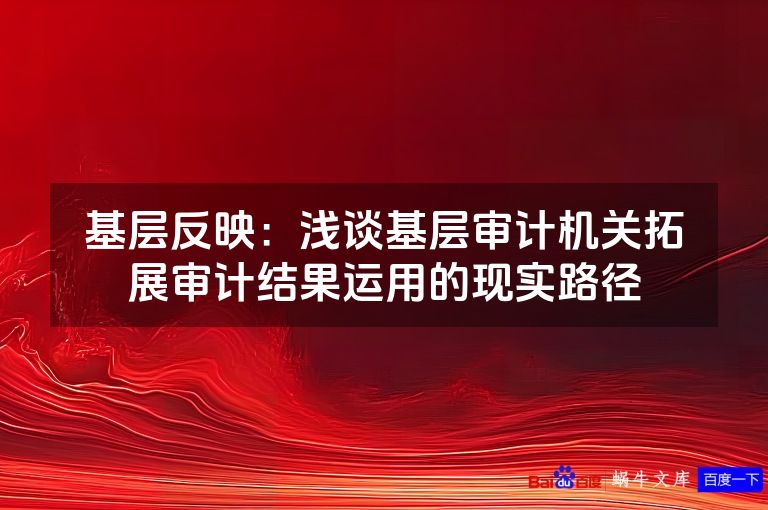 基层反映：浅谈基层审计机关拓展审计结果运用的现实路径