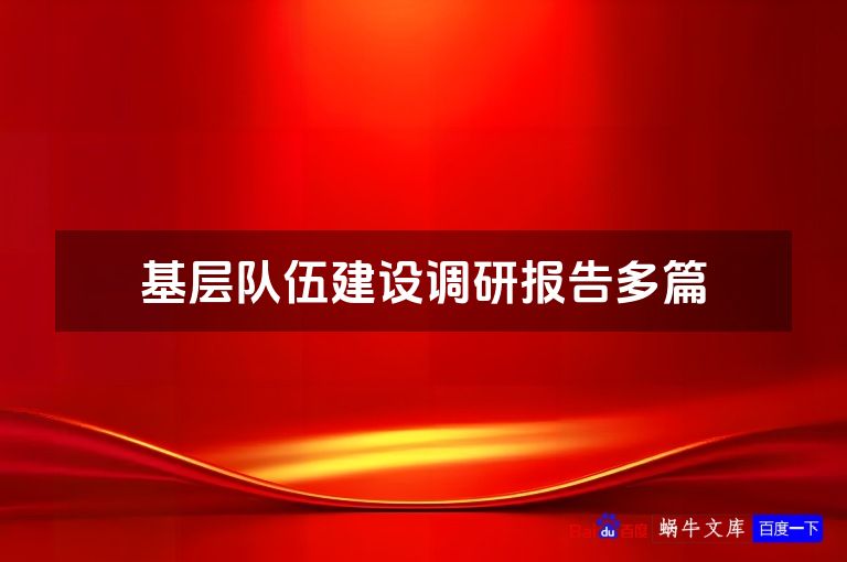 基层队伍建设调研报告多篇