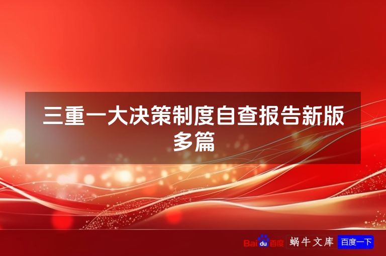 三重一大决策制度自查报告新版多篇