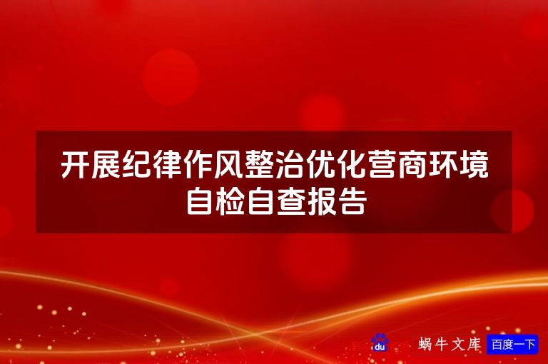 开展纪律作风整治优化营商环境自检自查报告