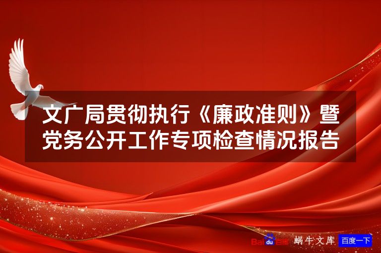 文广局贯彻执行《廉政准则》暨党务公开工作专项检查情况报告
