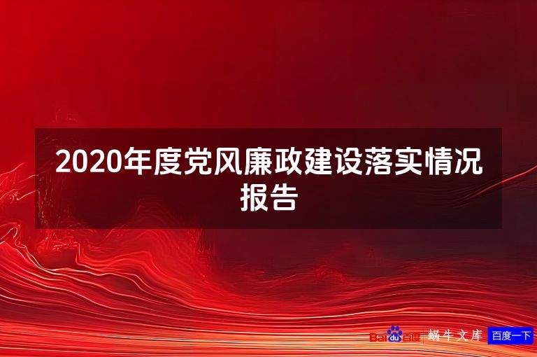 2020年度党风廉政建设落实情况报告