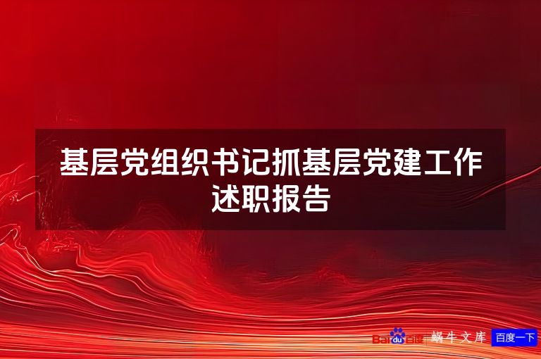 基层党组织书记抓基层党建工作述职报告