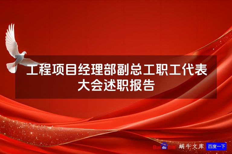 工程项目经理部副总工职工代表大会述职报告