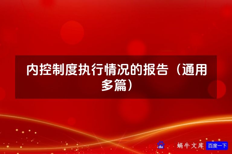 内控制度执行情况的报告(通用多篇)