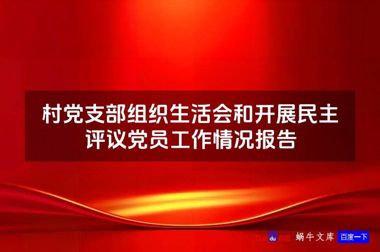 村党支部组织生活会和开展民主评议党员工作情况报告