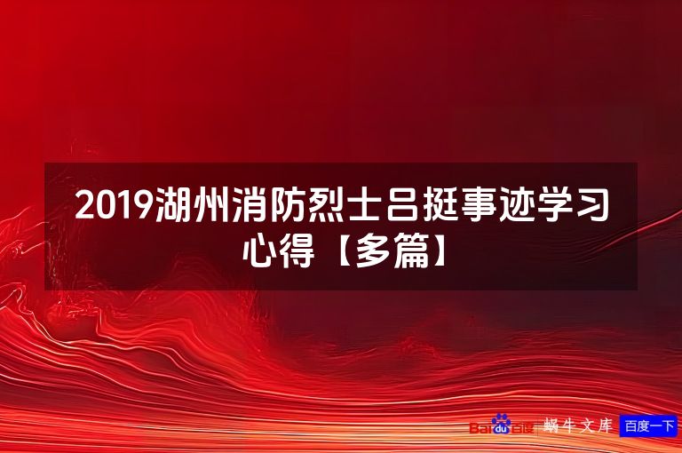2019湖州消防烈士吕挺事迹学习心得【最新本】