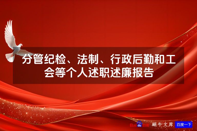 分管纪检、法制、行政后勤和工会等个人述职述廉报告