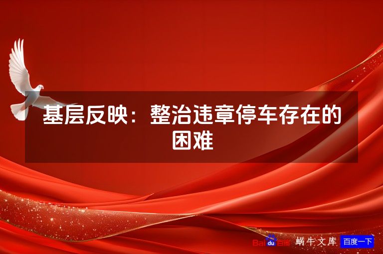 基层反映：整治违章停车存在的困难