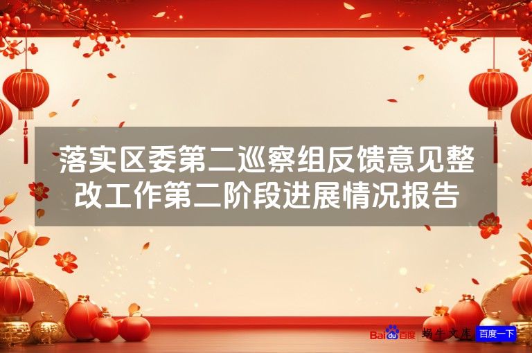 落实区委第二巡察组反馈意见整改工作第二阶段进展情况报告