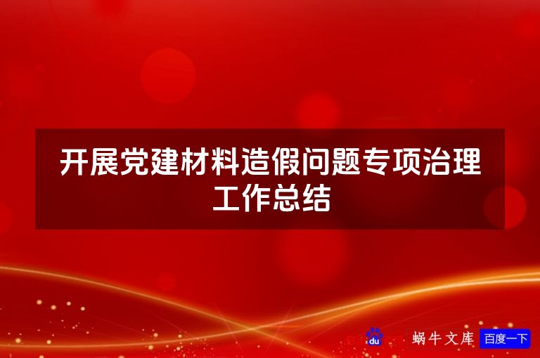 开展党建材料造假问题专项治理工作总结