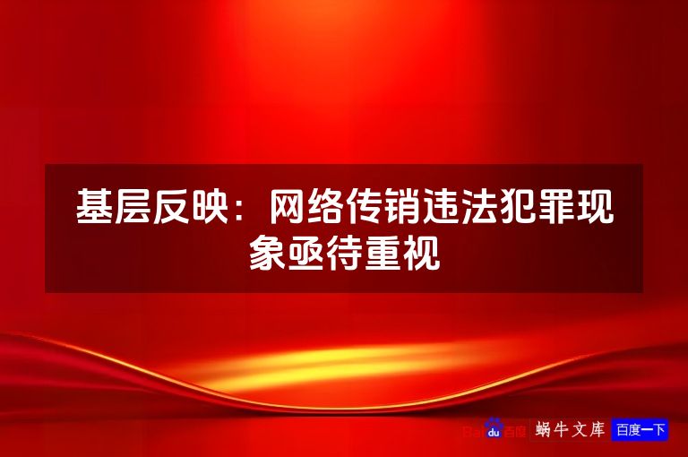 基层反映：网络传销违法犯罪现象亟待重视