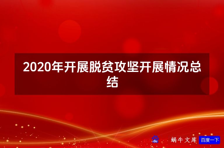 2020年开展脱贫攻坚开展情况总结