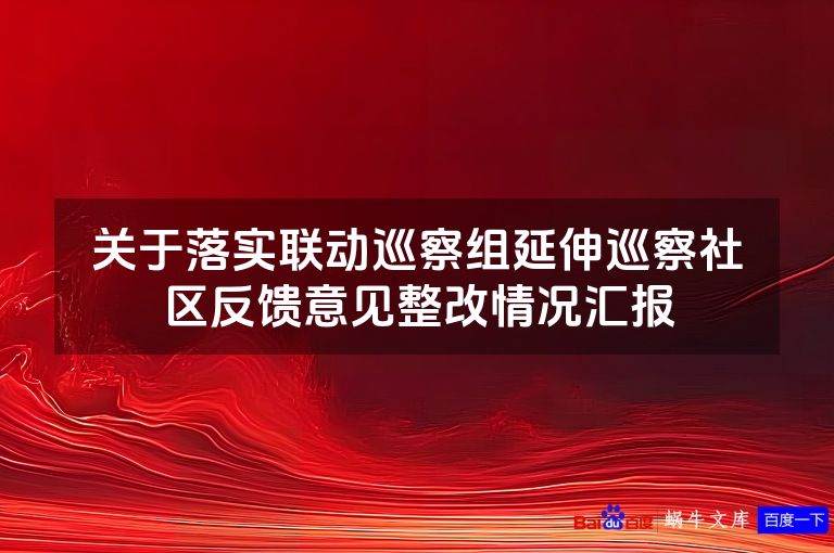 关于落实联动巡察组延伸巡察社区反馈意见整改情况汇报