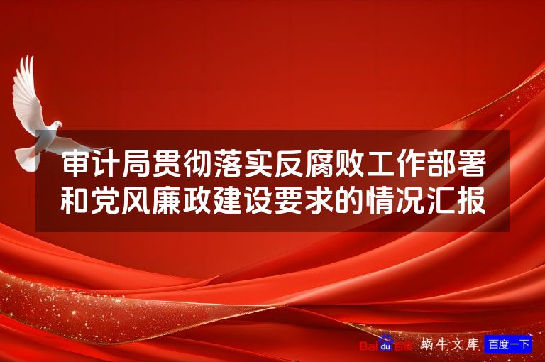 审计局贯彻落实反腐败工作部署和党风廉政建设要求的情况汇报