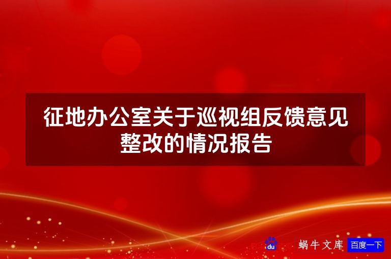 征地办公室关于巡视组反馈意见整改的情况报告