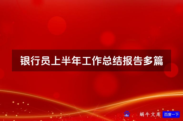 银行员上半年工作总结报告最新本