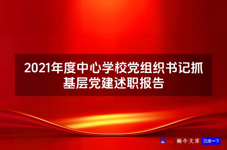 2021年度中心学校党组织书记抓基层党建述职报告