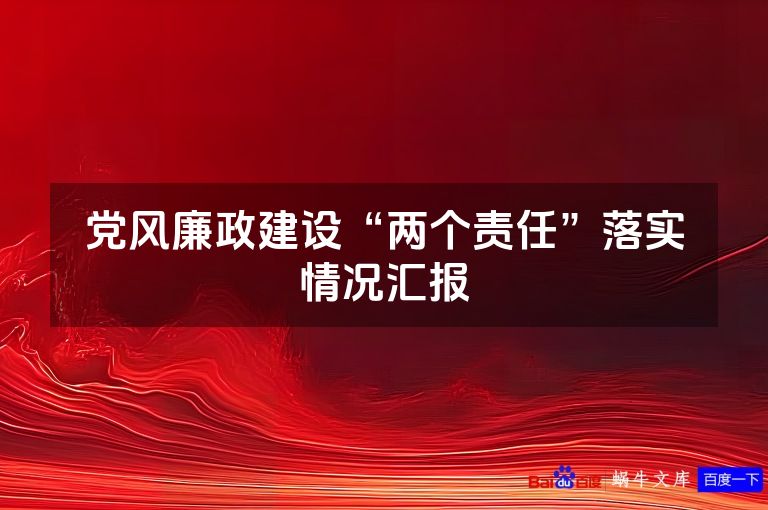 党风廉政建设“两个责任”落实情况汇报