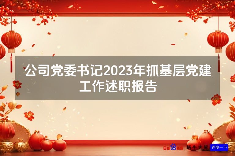 公司党委书记2023年抓基层党建工作述职报告