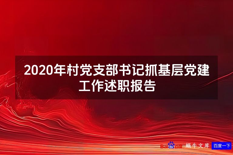 2020年村党支部书记抓基层党建工作述职报告
