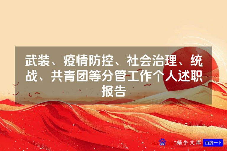 武装、疫情防控、社会治理、统战、共青团等分管工作个人述职报告