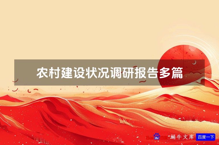 农村建设状况调研报告多篇