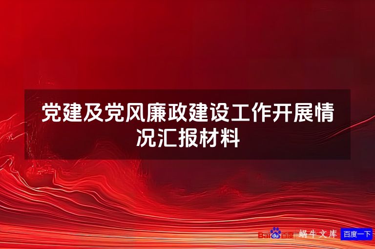 党建及党风廉政建设工作开展情况汇报材料