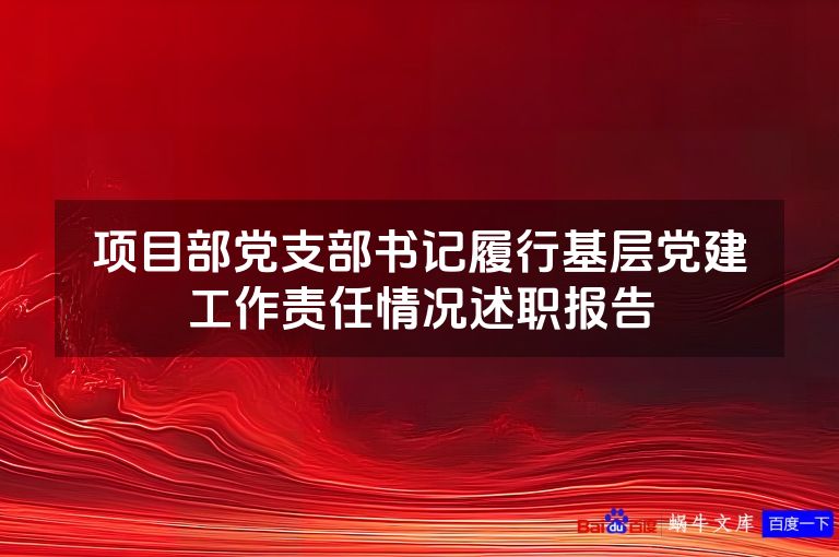 项目部党支部书记履行基层党建工作责任情况述职报告