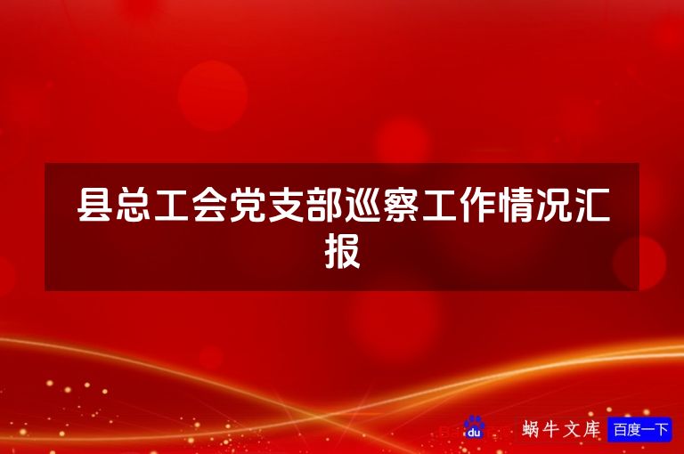 县总工会党支部巡察工作情况汇报