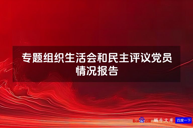 专题组织生活会和民主评议党员情况报告