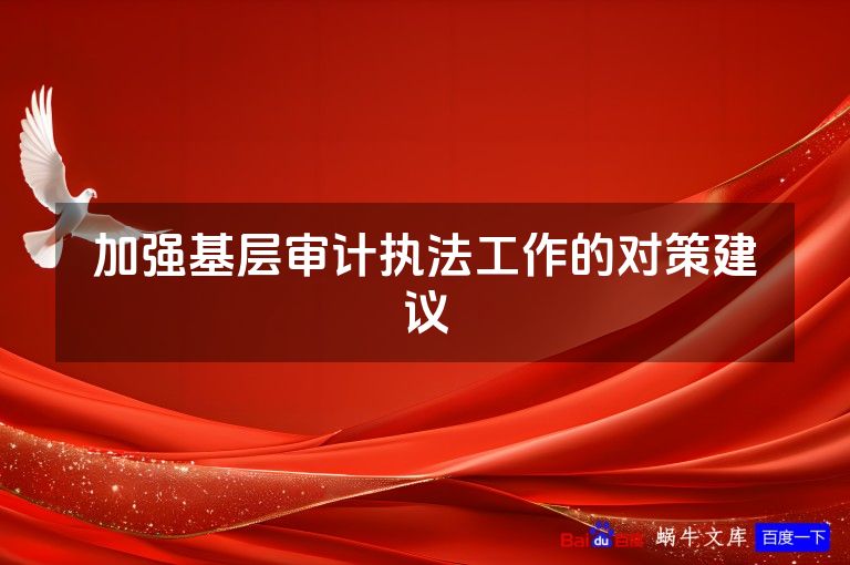 加强基层审计执法工作的对策建议