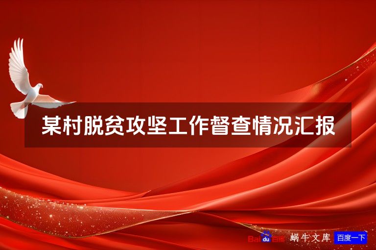 某村脱贫攻坚工作督查情况汇报