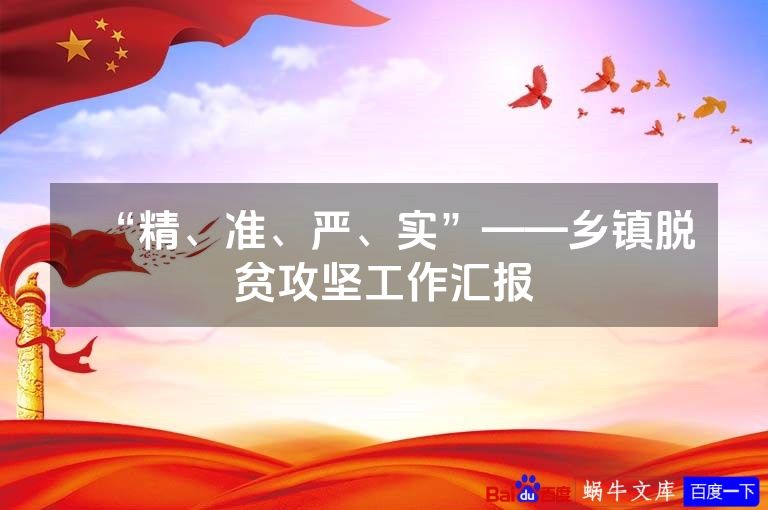 “精、准、严、实”——乡镇脱贫攻坚工作汇报