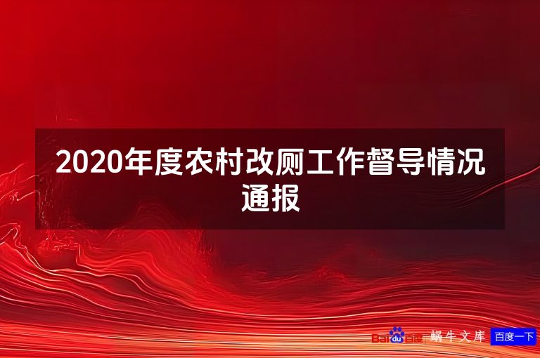 2020年度农村改厕工作督导情况通报
