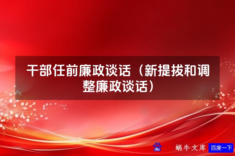 干部任前廉政谈话（新提拔和调整廉政谈话）